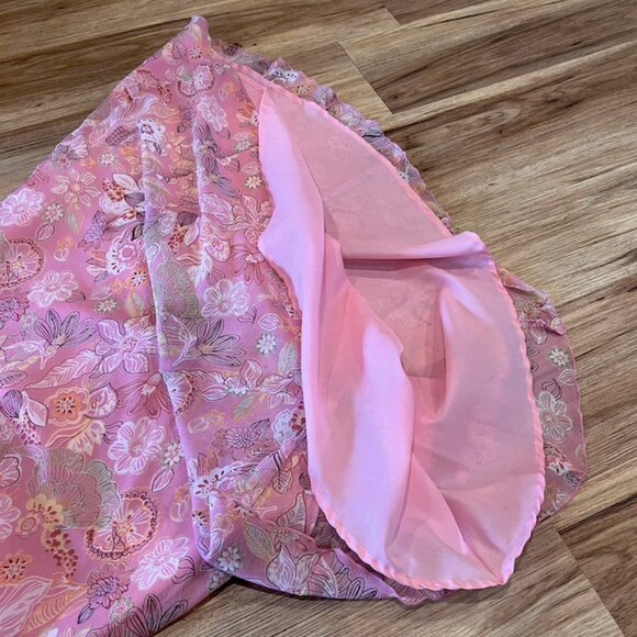 Delicate Pink Floral Skirt (Pleated Hem, Beautiful Movement, Girly, Romantic) - Picture 6 of 8